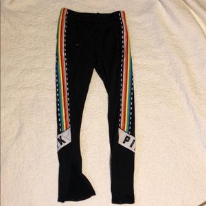 V.S. Pink rainbow striped zip leg sweat pants XS